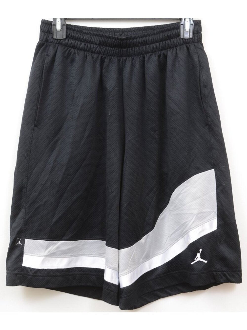 2015 Air Jordan Jumpman Mens MD Durasheen Silver White Black Basketball Shorts